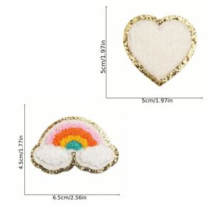 Parches de Chenilla con Lentejuelas Bordados Personalizados en Forma de Mariposa, Lindos y Encantadores, con Borde de Corazón Arcoíris Brillante, Termoadhesivos y para Coser, para Manualidades DIY en Tela - Product Image 2