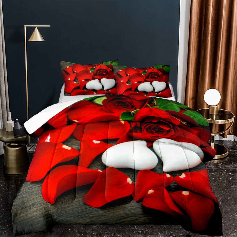 Оптовая продажа, Комплект постельного белья для спальни с 3D-принтом красной розы