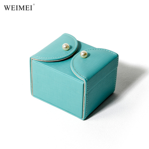 Boîte de rangement pour bijoux WEIMEI en cuir et velours double couche, verte, avec logo personnalisé, pour bagues, colliers, bracelets, étui à bijoux - Product Image 5