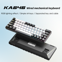 Clavier de jeu mini USB filaire rétroéclairé RVB KA646, 60 % mécanique, pour gamer, bureau, PC, ordinateur portable, version russe personnalisée, Plug & Play
