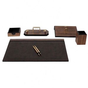 6-Piece Flash Cute Style <b>Desk</b> Organizer <b>Set</b> Mesh & Wooden with Leather for Office Desktop Use - Product Image 2