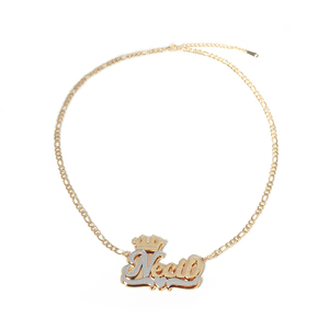 Fashion Stainless Steel Custom Name Cuban Double Plate Necklace Bracelet <strong>Set</strong> Crown Initial Braided <strong>Bangle</strong> Women Jewelry <strong>Set</strong> - Product Image 4