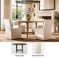 Table à manger ronde extensible en chêne, design moderne et épuré, avec ensemble de chaises de salle à manger en tissu pour hôtel et manoir