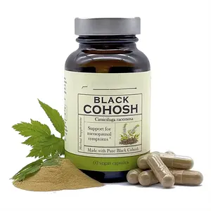 Cápsulas naturais de ervas para menopausa OEM Black Cohosh, comprimidos orgânicos de extrato de raiz Cohosh preto de força máxima