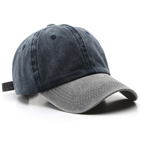 Casquette de baseball vintage délavée, color block, visière contrastante, 6 panneaux, en coton, style Dad Hat, unisexe, décontractée