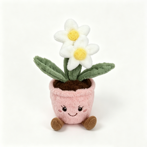 Peluche de fleur en pot personnalisée avec pot rose et fleur violette, plante en peluche à feuilles vertes avec visage brodé, charme et joie assurés - Product Image 4