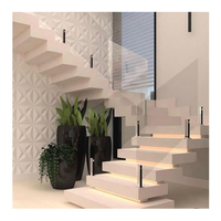 Escaliers d'intérieur modernes préfabriqués pour petits espaces Nouveau design en acier inoxydable, en bois massif, lumière LED pour appartements, halls