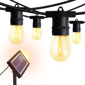 Fabbrica in magazzino 29FT(8.8m) 10 lampadine calde stringa di luce bianca per esterni impermeabile USB ricaricabile luce solare