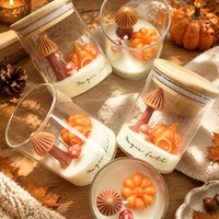 Bougie parfumée artisanale en forme de citrouille et de champignon, décoration d'intérieur originale, en verre avec couvercle