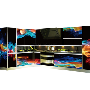 אירופאי סגנון 3D/4D עיצוב מטבח ארונות עם אלומיניום מסגרת זכוכית עיצוב מטבח ארון - Product Image 3