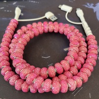 Câble de charge type C 1M orné de perles, 2 en 1, décoré de strass, chargeur rapide pour téléphone portable, cordon de données