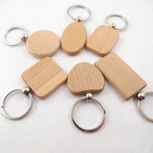 Customize Wooden Keychain for Engraving Rectangle Round Beech Wood Keychain Blank Tags Personalize Wooden Keychain DIY Key Rings