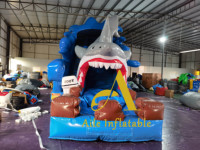 Toboggan aquatique gonflable Requin de 20 pieds en PVC 18OZ, utilisable à sec et à l'eau, avec piscine intégrée