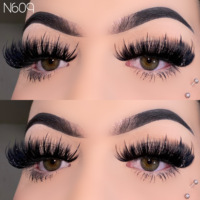 Pestañas de Visón Sintético al por Mayor, Estilo Anime 3D Manga Whisky Spiky, Tiras de Pestañas Híbridas para Cosplay, Negras Naturales, Reutilizables, Libres de Crueldad Animal