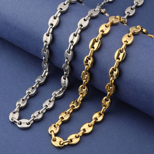<span class=keywords><strong>Chaîne</strong></span> en acier inoxydable 8 mm sans ternissement, plaquée <span class=keywords><strong>or</strong></span> 18 carats, collier en acier inoxydable massif en forme <span class=keywords><strong>de</strong></span> <span class=keywords><strong>grain</strong></span> <span class=keywords><strong>de</strong></span> <span class=keywords><strong>café</strong></span> pour femmes et hommes - Product Image 6