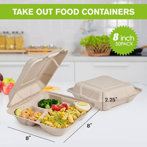 Envases de Comida para Llevar Desechables Biodegradables y Compostables 100%, Ecológicos y a Precio Económico, Tipo Concha - Product Image 4