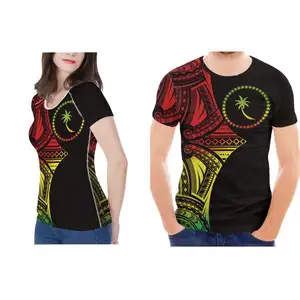 थोक Mens टीशर्ट ब्रांडेड Chuuk पोलेनीशियाई रेग शैली गर्मियों कस्टम आकस्मिक ओ-गर्दन लघु आस्तीन टी शर्ट जोड़ों के लिए 2pcs