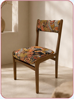 Chaise de salle à manger en bois massif de caoutchouc au design moderne avec dossier rembourré en tissu - Meuble idéal pour appartement et usage domestique
