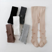 Collants pour bébés filles, style ballet, couleur unie, avec petits nœuds, pour le printemps et l'automne, pour filles de 6 mois à 10 ans