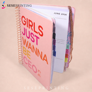 Custom <strong>A4</strong> A5 Hard Cover Spiral Daily <strong>Planner</strong> Journal Black Girl Boss <strong>Planners</strong> With Gold Foil Logo - Product Image 4
