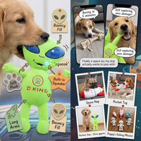 Jouets en peluche pour chiens sur le thème de l'espace, jouets à mâcher pour chiots, jouets pour animaux de compagnie en peluche durables et interactifs, avec sons (astronaute, alien, fusée, OVNI)