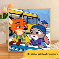 Peinture à l'huile DIY Crazy Animal City, animaux de dessin animé pour enfants, Judy Nick, encadrée, carrée, décoration intérieure, Lu Hua Art LA-001