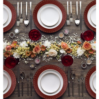 Napperons de Thanksgiving en cuir Napperon rond à rivets Tapis de table à manger moderne lavable en cuir Napperons de table