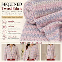 Tissu en tweed à paillettes, mélange de couleurs, motif ondulé moelleux, mélange de laine pour vêtements sur mesure