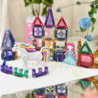 Mini tuiles magnétiques colorées, jouets éducatifs STEM, jouets magnétiques portables, mini tuiles de construction magnétiques, ensemble de voyage pour les déplacements