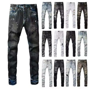 Jean Déchiré De Luxe Pour Homme <span class=keywords><strong>Tendance</strong></span> Vintage Délavé Streetwear Empilé - Product Image 1