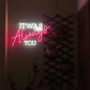 Nessuna goccia di spedizione acrilico personalizzato è sempre stato hai portato parole al neon segno di luce per feste di nozze a casa - Product Image 3