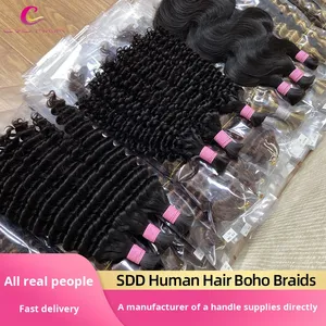 Capelli Umani Ricci Profondi per Trecce, Fasci di Capelli per Trecce Boho, Estensioni di Capelli in Bulk per Parrucche, 26 Pollici - Product Image 2