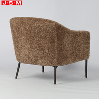 Fauteuil de loisirs moderne nordique avec pieds en métal, revêtement en tissu, assise rembourrée, chaise d'appoint minimaliste pour salon