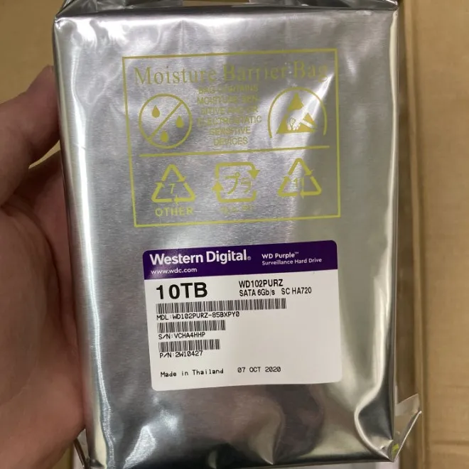 W102PURX 원래 브랜드 새로운 3.5 보라색 SATA HDD 10 테라바이트 7200 rpm 하드 디스크 드라이브 특별 감시 cctv 보안 dvr nvr
