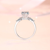 Bague de fiançailles solitaire en argent sterling S925 avec trois pierres taille marquise, certificat GRA, couleur D, moissanite VVS1 pour femme