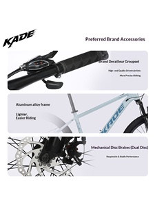 Bicicleta de <span class=keywords><strong>Montaña</strong></span> Ultraligera de Aluminio KADE, 27 Velocidades, Frenos de Disco Hidráulicos, para Estudiantes, Desplazamientos en el Campus y Ciclismo Todoterreno - Product Image 4