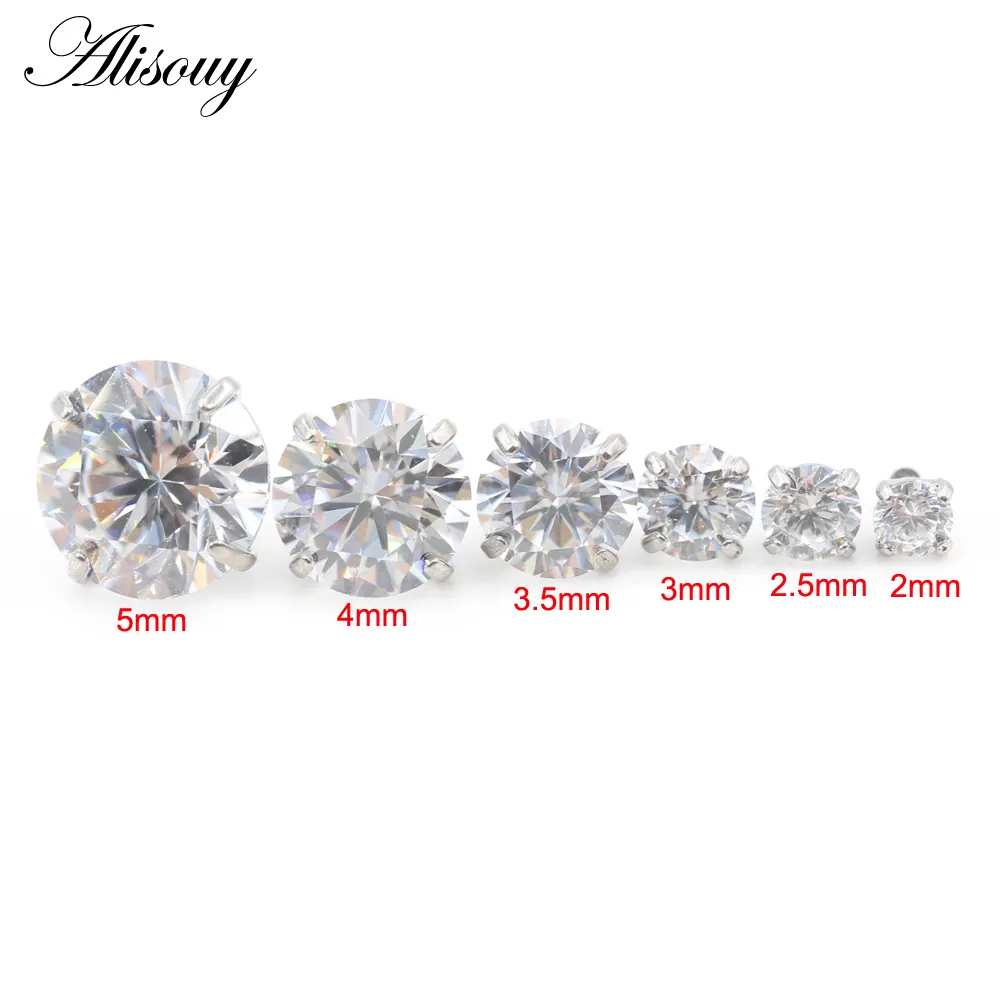 Alisouy Acier Inoxydable Labret Lip Ring Zircon Crystal Internally Thread 16G Ear Stud Cartilage Tragus Helix Piercing Earring