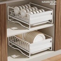 Organiseurs sous l'évier MIXWARES - Étagère coulissante pour bols, panier de rangement à 2 niveaux pour armoire de cuisine