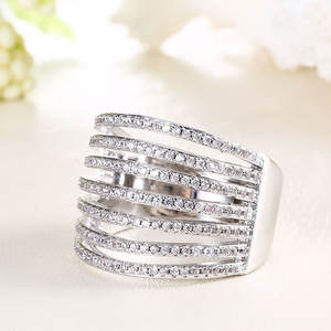 האחרון מתנה פריטים תכשיטים אירוסין חתונה 22k מוצק לבן זהב כלה טבעת - Product Image 3