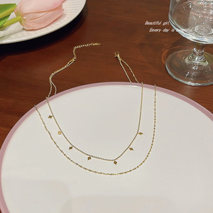 Collana Classica Stile Fiume Stellato, Gioiello Placcato Oro 18k in Acciaio Inossidabile, Doppio Strato <span class=keywords><strong>con</strong></span> Nappine e Perline - Product Image 3