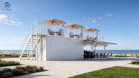 Café-bar préfabriqué sur mesure avec terrasse sur le toit, restaurant portable en conteneur maritime pour plage, bord de mer, commerce