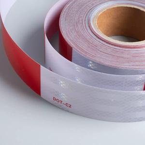 Nastro Riflettente Autoadesivo Microprismatico Rosso-Bianco DOT-c2 Materiale Retroriflettente per Sicurezza Stradale dei Veicoli - Product Image 2