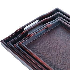 Double-sword round imitation mahogany Japanese <b>tray</b>, dessert plate, <b>tea</b> <b>tray</b>, sushi plate, sukiyaki, Japanese and Korean cuisine - Product Image 4