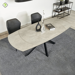 Ensembles <span class=keywords><strong>de</strong></span> table <span class=keywords><strong>de</strong></span> dîner à poutre rocheuse <span class=keywords><strong>ronde</strong></span> <span class=keywords><strong>de</strong></span> style Europe du Nord dalle <span class=keywords><strong>de</strong></span> marbre avec 6 chaises - Product Image 6