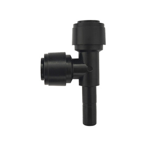 2-In-1 3-Way Side <b>Plug</b> Water Connector Black T-Type 48Mm X 30Mm For Garden Hose Fittings - Product Image 2