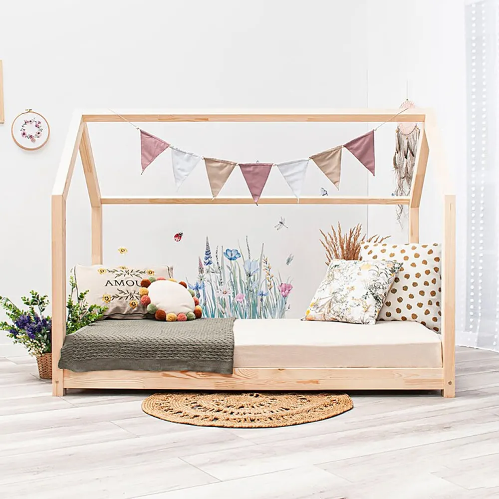Cunas de madera Montessori hechas a medida para bebés recién nacidos con listón para niños y niñas