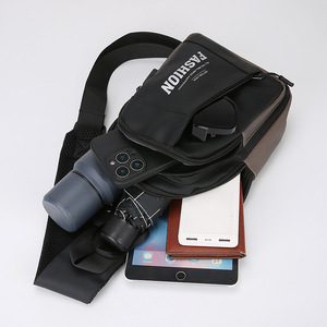 Fashion Crossbody Bag Multi Functional Chest Bag For Men Leisure Travel Solid Color Single Shoulder Bag - Product Image 4