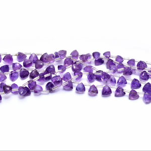 Pierre précieuse d'améthyste naturelle 7mm à facettes trillion de perles de briolette améthyste pierre précieuse semi-précieuse perles de briolette en vrac pour bijoux - Product Image 1