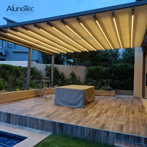 Nhà Máy Giá Nhôm PVC Pergola Gazebo Ngoài Trời Bãi Đậu Xe Sân Vườn Gấp Mái Có Thể Thu Vào Mái Hiên Cho Decking - Product Image 2