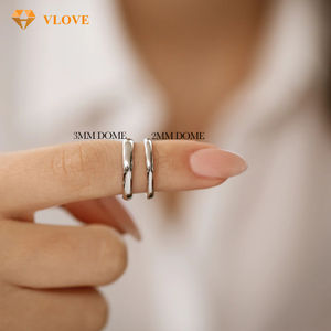 Bagues de couple simples en platine 3MM, alliance en forme de dôme pour homme et femme, bagues assorties classiques, cadeau de cérémonie et d'anniversaire - Product Image 3